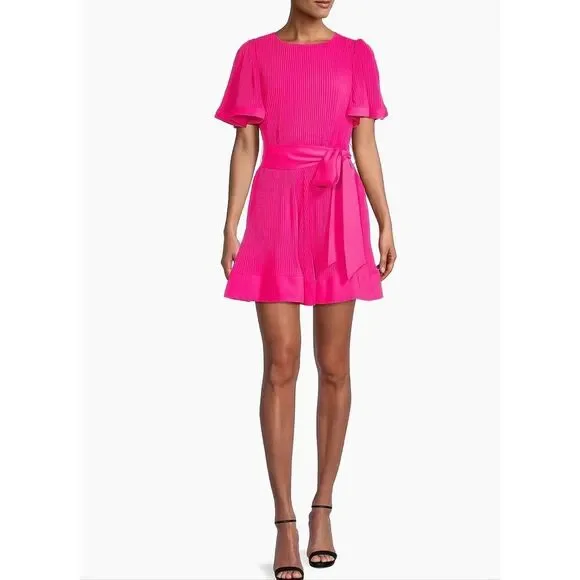 Milly Lumi Pleated Mini Dress Milly Pink Size 8